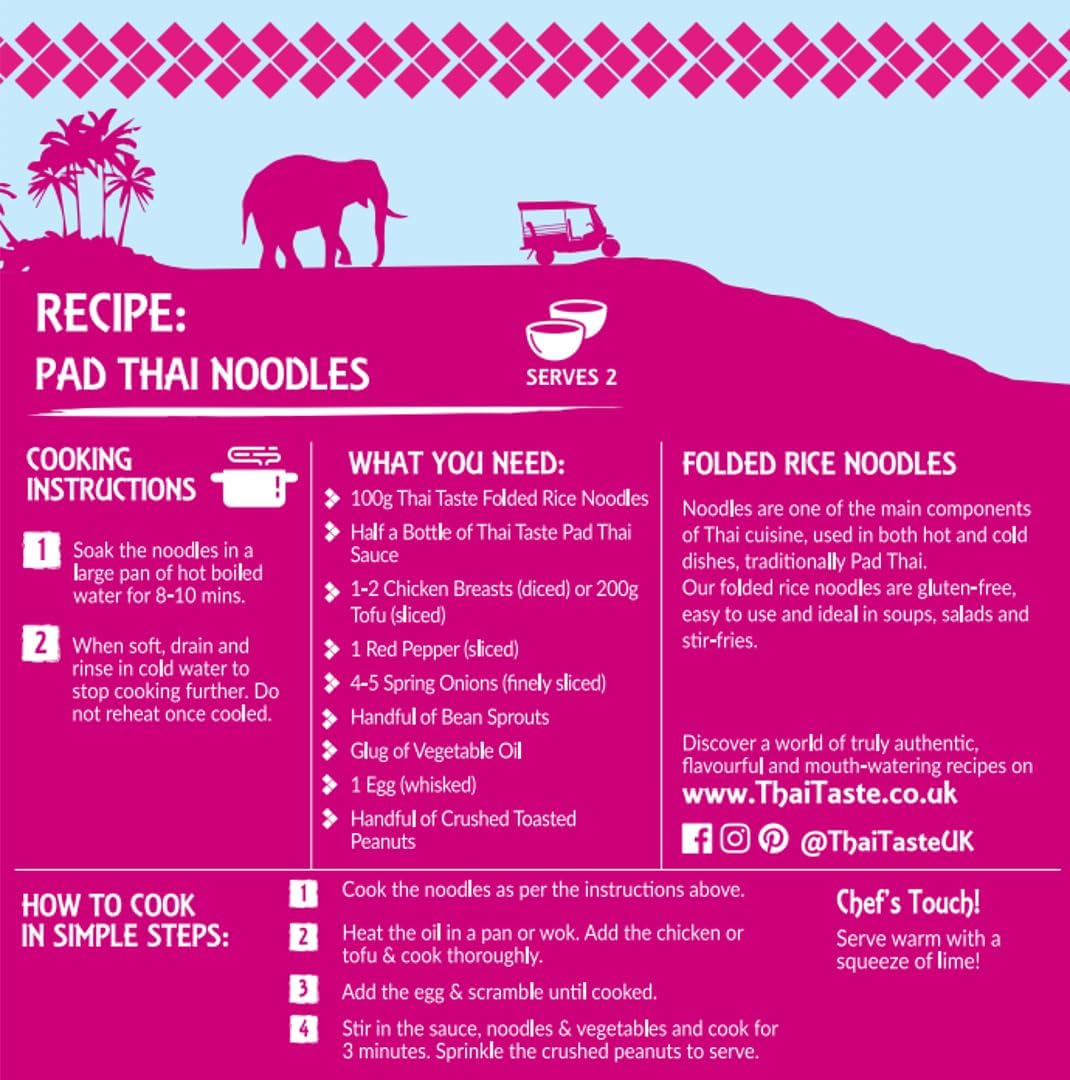 Thai Taste Folded Rice Noodles (200G) - Pack Of 6
