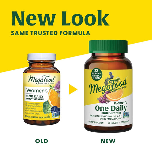 Megafood Women'S One Daily Multivitamin For Women - With Iron, B Complex, Vitamin C, Vitamin D, Biotin And More - Plus Real Food - Immune Support Supplement - Bone Health - Vegetarian - 30 Tabs