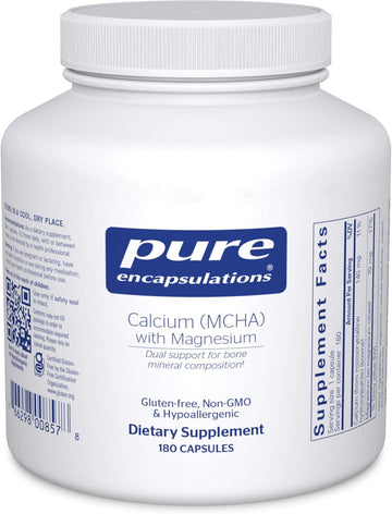 Pure Encapsulations Calcium Mcha With Magnesium | Hypoallergenic Dietary Supplement For Bone Support | 180 Capsules