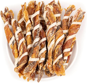 Mon2Sun Dog Treats, Triple Flavor Jerky Twist Sticks, 5-7 Inch Chicken Duck And Codfish Sticks Dog Chews For Small Dogs, Healthy Dog Snacks, 10.58 Oz (15 Count-Pack Of 1)