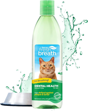 TropiClean Fresh Breath Cat Teeth Cleaning – Cat Dental Care for Bad Breath - Breath Freshener - Water Additive Mouthwash – Helps Remove Plaque Off Cats Teeth, For Cats, 473ml?FBWA16Z-CT