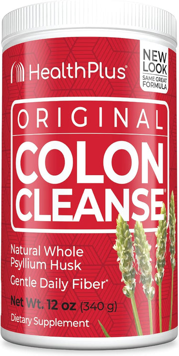 Health Plus Original Colon Cleanse, 12 oz Powder, 48 Servings - Natural Detox, Digestive Constipation Relief, Daily Fiber, Contains Psyllium Husk