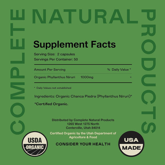 Organic Chanca Piedra Capsules - 500Mg, 100 Pills, Pure Phyllanthus Niruri Stonebreaker Extract