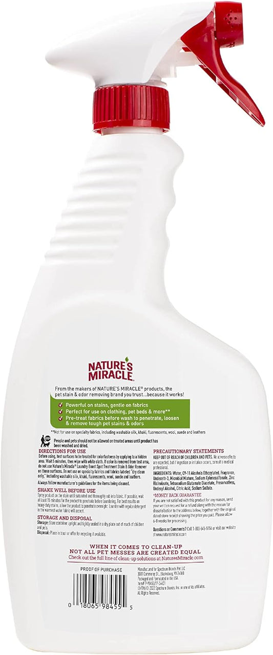 Nature's Miracle Laundry Boost Spot Treatment Stain and Odor Remover, 32 Oz., Laundry Pre-Wash Stain and Odor Remover