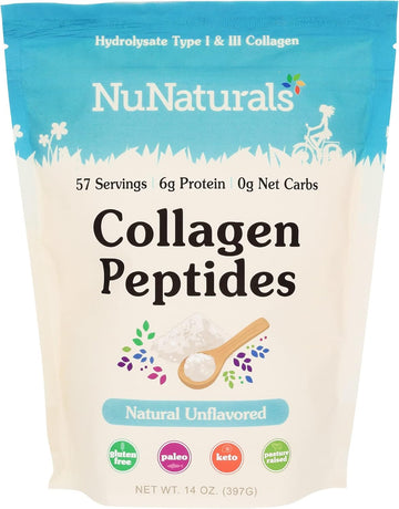 Nunaturals Collagen Peptides Powder (Type I, Iii), For Skin, Hair, Nail, And Joint Health, 14 Oz