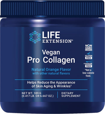 Life Extension Vegan Pro Collagen, Collagen Builder Support, Skin Health, Type I Collagen Amino Acids, Gotu Kola, Vitamin C, Gluten-Free, Non-Gmo, Vegan, 30 Servings