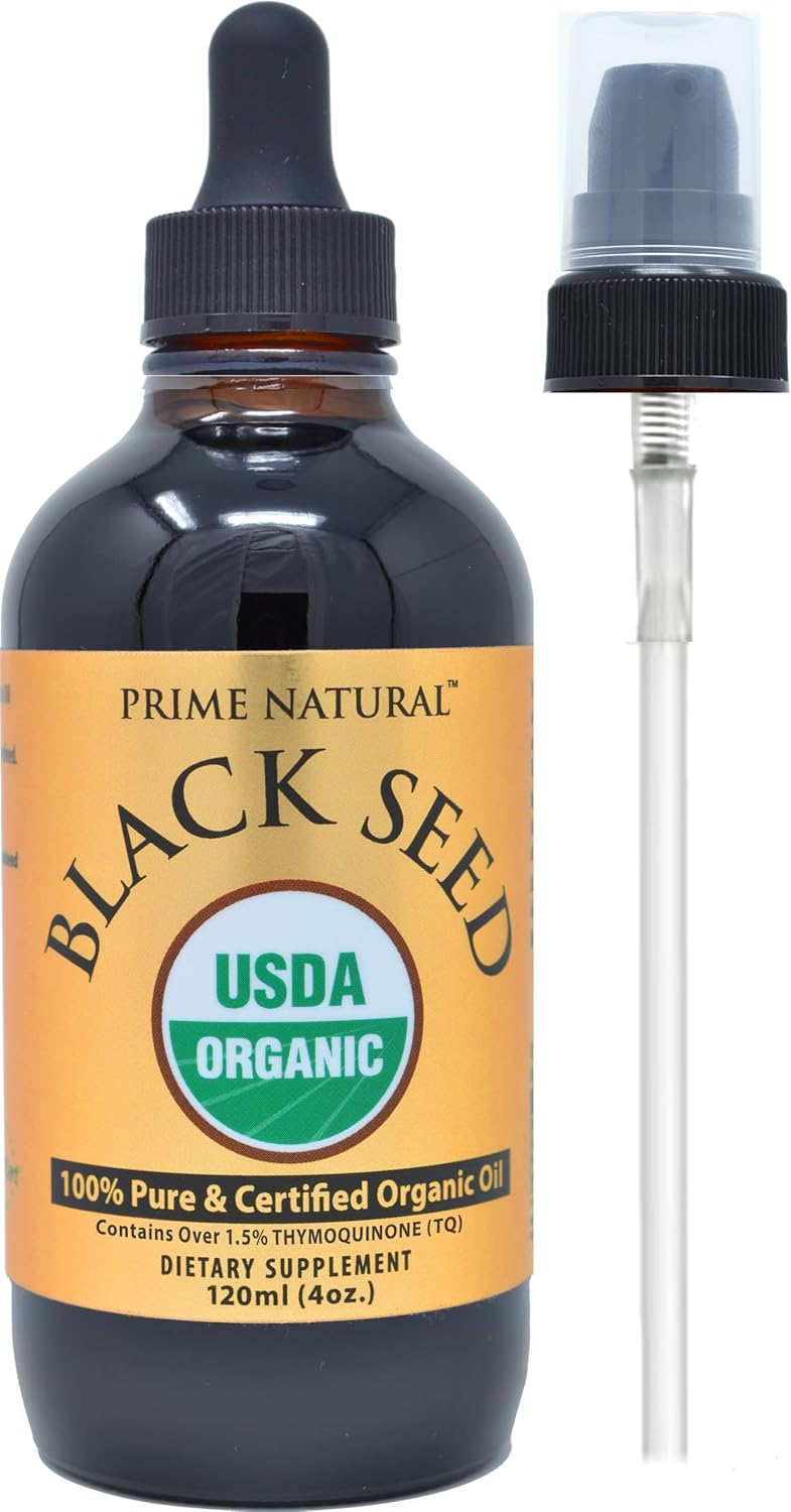 Organic Black Seed Oil 4Oz - Cold Pressed Unrefined High Thymoquinone 1.7% Usda Certified - Turkish Origin Potent Nigella Sativa Liquid - Vegan Omega 3 6 9, Antioxidant Immune Boost Joints Skin Hair