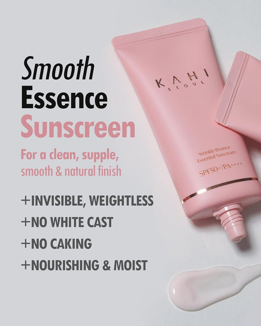 KAHI Wrinkle Bounce Essential Korean Sun Screen Face Moisturizer with SPF 50 + PA++++ Sun Block Daily Moisturizer with SPF | Tone Up Cream Face Sunblock Hydrating Moisturizer Face Cream 1.69 fl oz