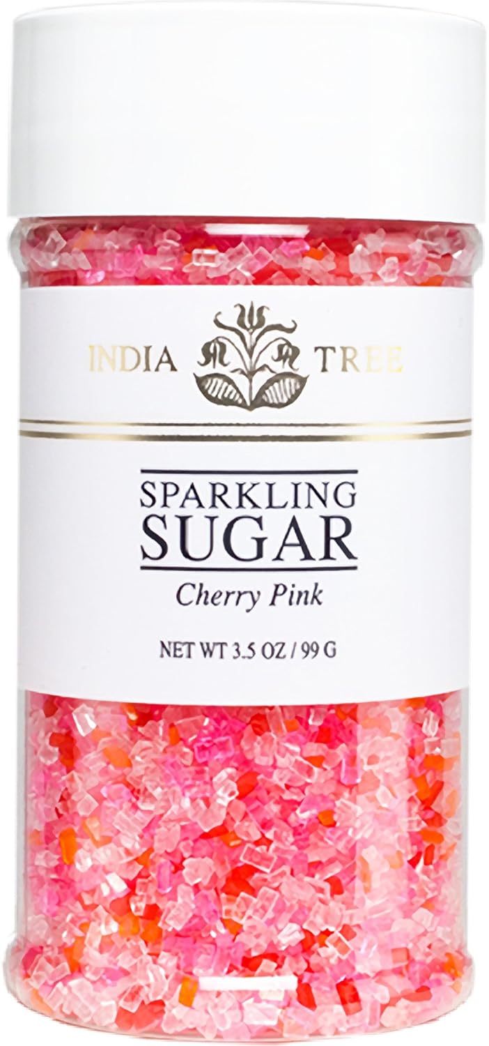 Pure Cherry Pink Sparkling Sugar , Shimmery Sugar Sprinkles For Baking And Decorating, Small , 3.5 Oz Jar (Pack Of 1)