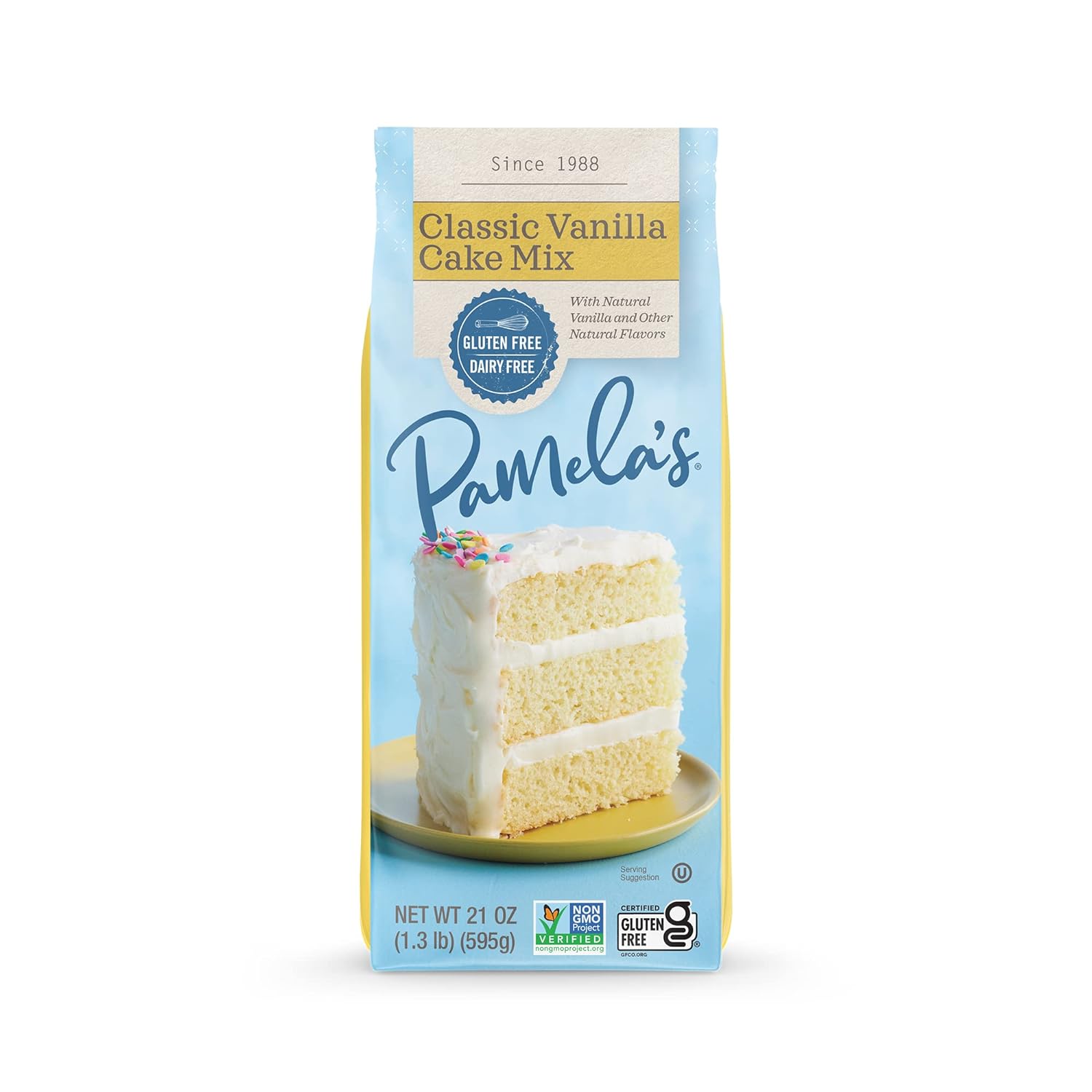 Pamela's Gluten Free Vanilla Cake Mix, Dairy Free, Kosher, 21-Ounce Bag (Pack of 6)