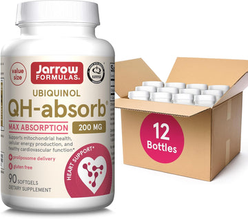 Jarrow Formulas Qh-Absorb Ubiquinol 200 Mg, Dietary Supplement, Support For Mitochondrial Health And Healthy Cardiovascular Function, 90 Softgels, Up To A 90 Day Supply(Pack Of 12)