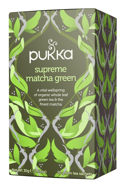 Pukka Supreme Matcha Green, Organic Herbal Green Tea With Oothu, Sencha & Suio Gang, 20 Count (Pack Of 6)