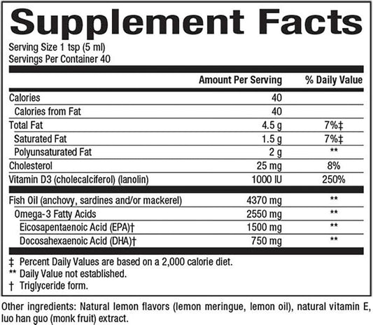 Natural Factors Omega 3 1500Mg Epa 750Mg Dha Vitamn D3 Searich Lmn, 6.76 FZ