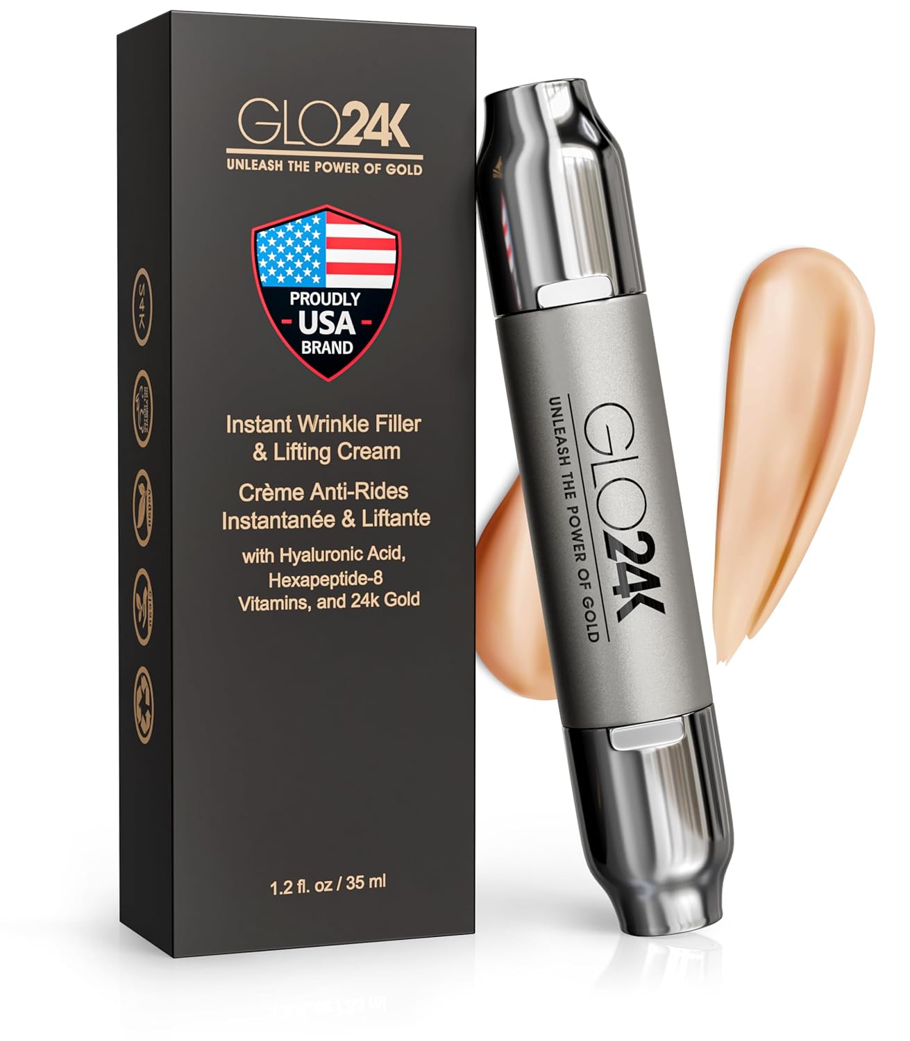 Glo24K Instant Wrinkle Filler & Lifting Cream For Instant Results And Youthful, Rejuvenated Appearance. A Non-Invasive Alternative To Injections. : Beauty & Personal Care
