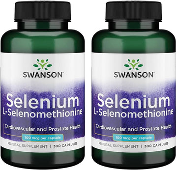 Swanson Selenium (L-Selenomethionine) - Herbal Supplement Promoting Heart Health '&' Prostate Health - May Support Immune System '&' Thyroid Health - (300 Capsules, 100Mcg Each) 2 Pack