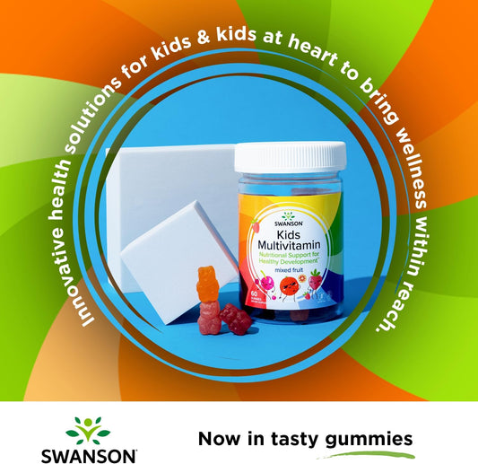 Swanson Kids Mixed Fruit Multivitamin Gummies - Daily Wellness Support for Children - Formula for Healthy Growth and Development - 60 Gummies