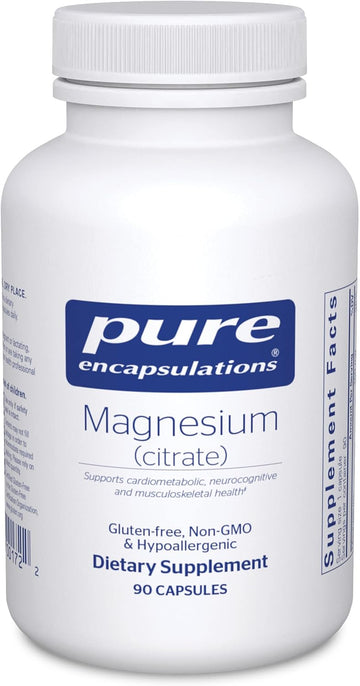 Pure Encapsulations Magnesium (Citrate) - Supplement For Sleep, Heart Health, Cognitive Health, Bone Health, Energy, Muscles, And Metabolism* - With Premium Magnesium - 90 Capsules