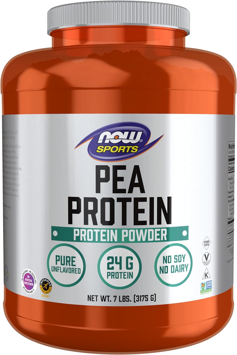 Now Foods Sports Nutrition, Pea Protein 24 G, Fast Absorbing, Unflavored Powder, 7-Pound