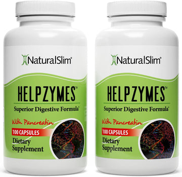 Naturalslim Digestive Enzymes For Women & Men - Helpzymes Essential Enzymes For Digestion, Gut Health, Gas Bloating Relief With Bromelain, Ox Bile, Pancreatin. & Betaine Hcl - 100 Capsules 3 Pack