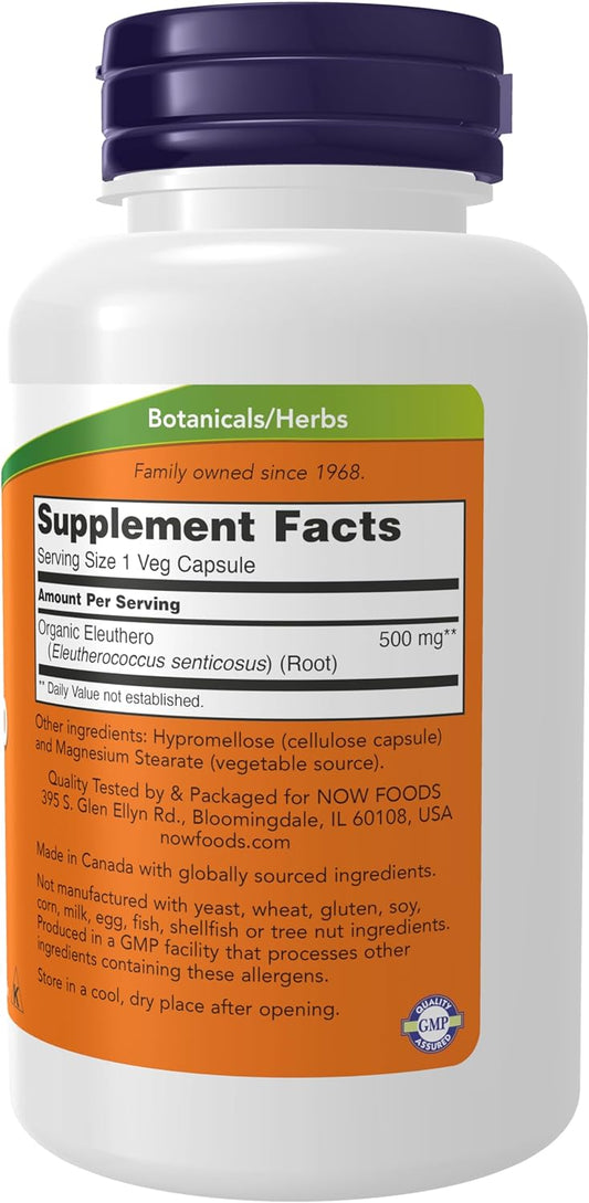 NOW Supplements, Eleuthero (Eleutherococcus senticosus) 500 mg, Adaptogenic Herb*, 100 Veg Capsules