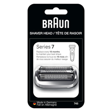 Braun Series 7 Electric Shaver Replacement Head, Easily Attach Your Shaver Head For A Shave As Efficient As Day One, Compatible With New Generation Series 7 Shavers, 74S, Silver