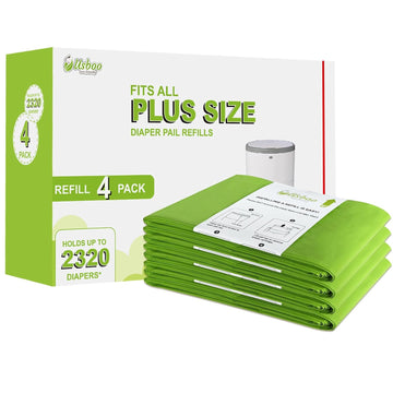 Refills Compatible With Dekor Plus Diaper Pail | 4 Pack | Disposable Diaper Pail Refill | Extra Thickness | Diaper Trash Bags | Cherry Blossom Scented | Holds Up To 2320 Diapers