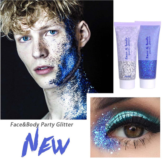 Dageda Body Glitter Gel, Holographic Face Glitters Body Gel Shimmer Liquid Eyeshadow, Color Changing Glitter For Face Hair Nails, Glitter Under Light Festival Glitter Makeup 1.7Oz (Mystic Purple)