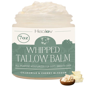 Beef Tallow Balm – All Natural Grass Fed Whipped Tallow All Purpose Balm – Moisturizing, Hydrating Face And Body Lotion For Eczema, Cracked, Dry, Itchy, Irritated Skin – Tallow Body Butter Skincare