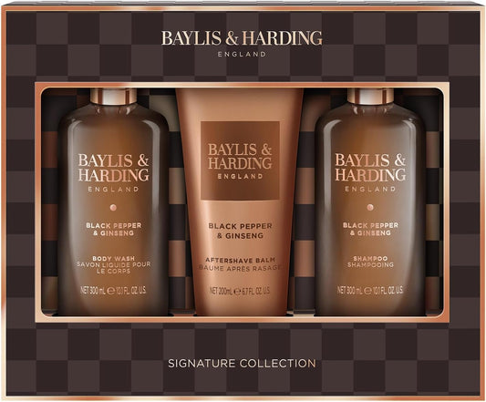 Baylis & Harding Black Pepper & Ginseng Men'S Luxury Bathing Trio Gift Set - Vegan Friendly