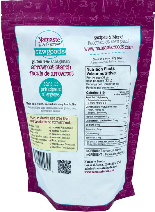 Namaste Foods Organic Arrowroot Starch, Gluten Free, 18-Ounce (Pack of 6) – Allergen Free