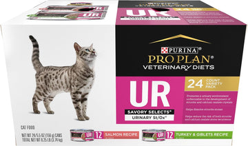 Purina Pro Plan Veterinary Diets Ur Urinary St/Ox Savory Selects Wet Cat Food Variety Pack - (Pack Of 24) 5.5 Oz. Cans