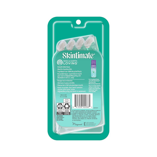 Skintimate 3 Blade Disposable Razor, Sensitive Skin, 4 Count (Pack Of 3) - Packaging May Vary