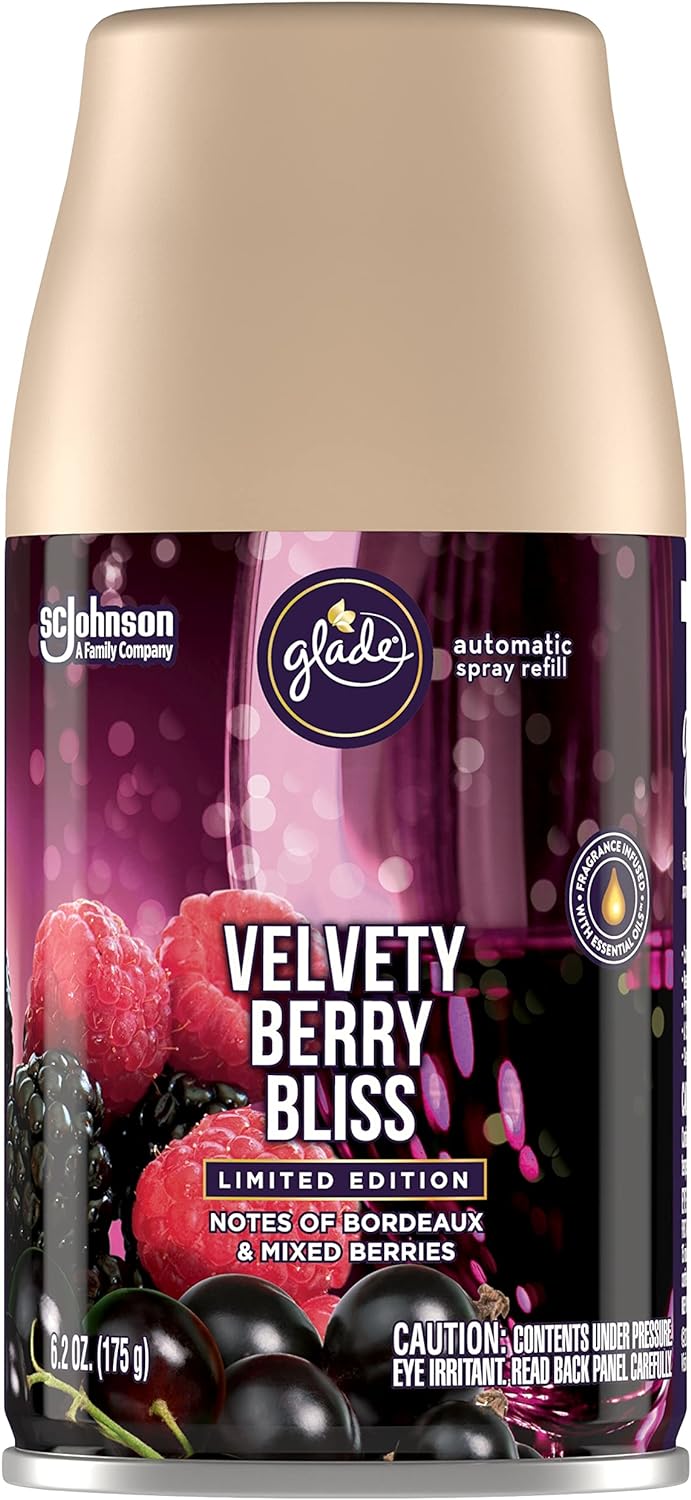 Glade Automatic Spray Refill, Air Freshener for Home and Bathroom, Velvety Berry Bliss, 6.2 Oz
