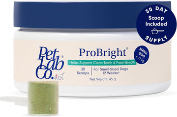 PetLab Co. ProBright® Dental Powder - Dog Breath Freshener - Teeth Cleaning Made Easy – Targets Tartar & Bad Breath - Formulated for Small Dogs