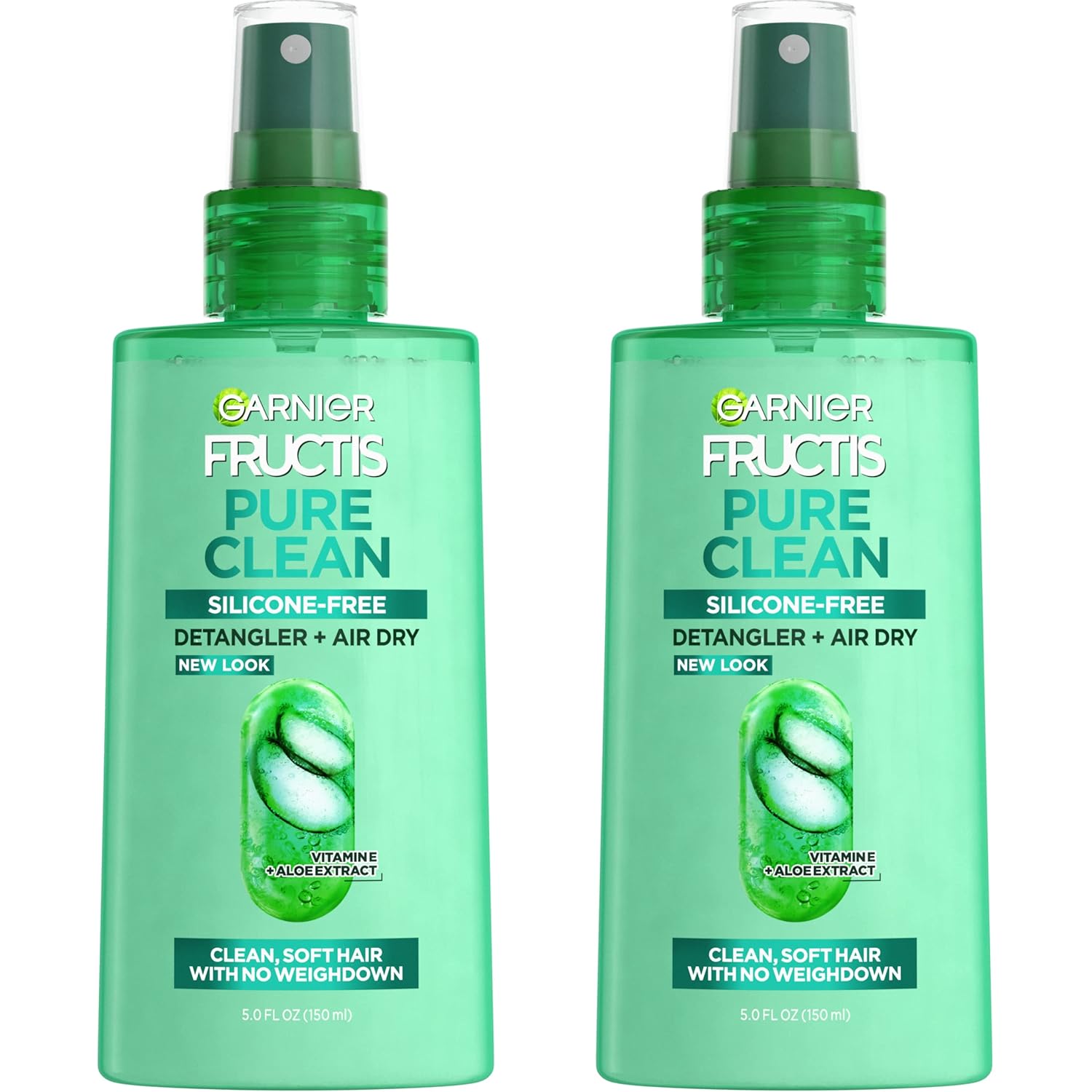 Garnier Fructis Pure Clean Detangler + Air Dry Spray, 5.0 Fl Oz, 2 Count (Packaging May Vary)