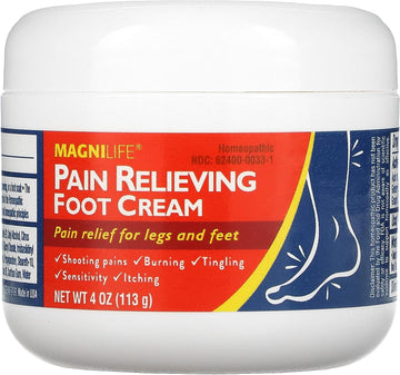MagniLife Pain Relieving Foot Cream, All-Natural Moisturizing Foot Pain Relief with Beeswax and Eucalyptus to Soothe Soreness, Burning, Tingling, and Sensitivity - 4oz