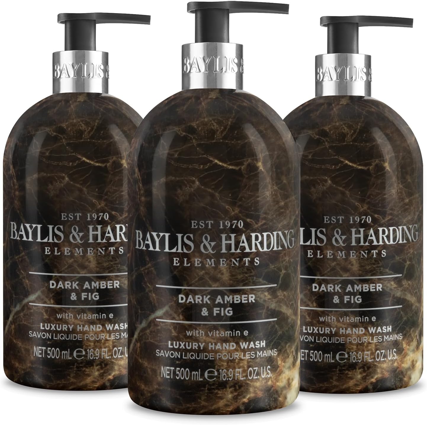 Baylis & Harding Elements Dark Amber & Fig Luxury Body Wash, 500 Ml (Pack Of 4) - Vegan Friendly