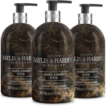 Baylis & Harding Elements Dark Amber & Fig Luxury Body Wash, 500 Ml (Pack Of 4) - Vegan Friendly