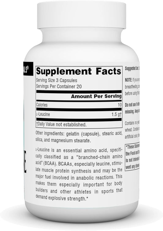 Source Naturals L-Leucine A Free Form Essential Amino Acid Supplement For Energy Support - 60 Capsules