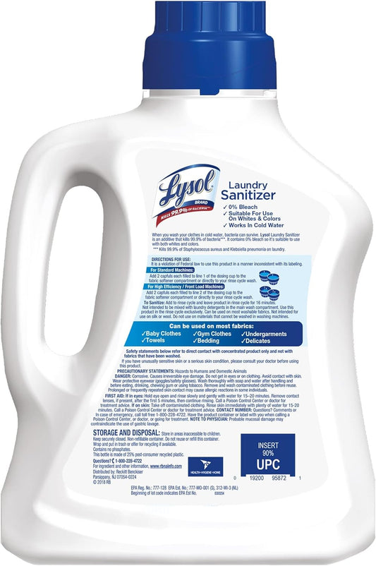 Lysol Laundry Sanitizer Additive, Bacteria-Causing Laundry Odor Eliminator, 0% Bleach Laundry Sanitizer, color, 90 Fl Oz Crisp Linen