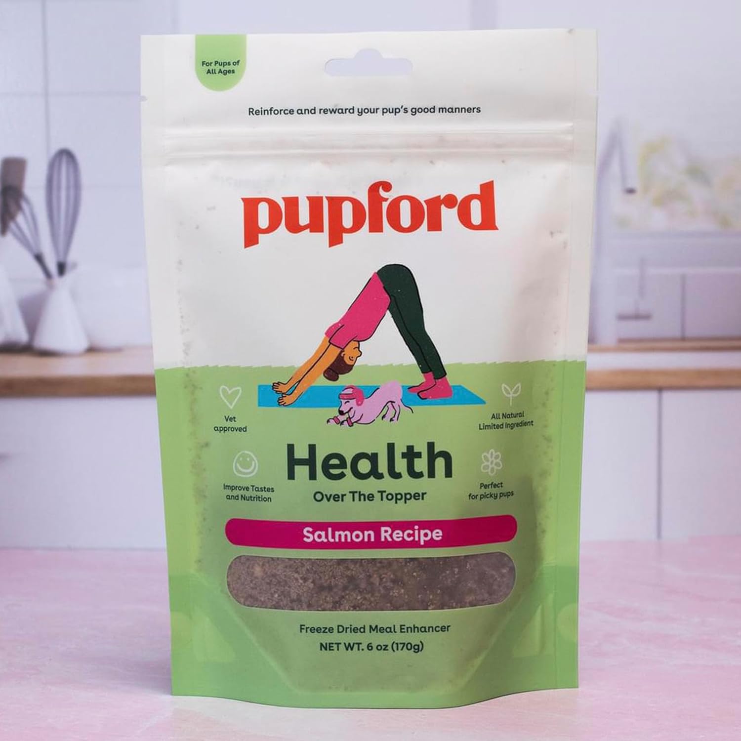 Pupford Over the Topper - Freeze Dried Meal Toppers for Dogs & Puppies of All Ages | Minimal Ingredients, Made in the USA | A Delicious Food Topper for Picky Dogs to Improve Nutrition & Taste (Salmon) : Pet Supplies