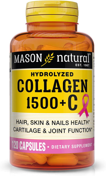 Mason Natural Collagen 1500 Mg With Vitamin C And Calcium - Healthier Hair, Nails & Skin, Improved Cartilage And Joint Function, 120 Capsules