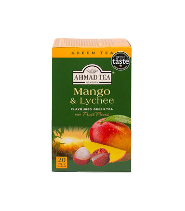 Ahmad Tea Green Tea, Mango & Lychee Teabags, 20 Ct (Pack Of 6) - Caffeinated & Sugar-Free