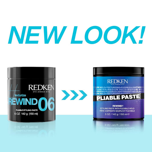 Redken Pliable Paste For Hair Styling With Flexible Hold |Adds Lightweight, Flexible Texture & Moisture | Natural Finish | No Flaking | Medium Hold Control | For All Hair Types | 5 Oz