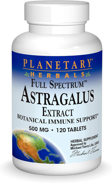 Planetary Herbals Full Spectrum Astragalus Extract,Botanical for Immune System Support*, 500 mg - 120 Tablets