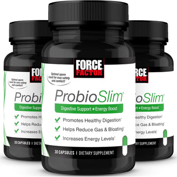 Force Factor ProbioSlim, Probiotic Supplement for Women and Men with Probiotics and Green Tea Extract, Reduce Gas, Bloating, Constipation, Support Digestive Health & Gut Health, 30 Count (Pack of 3)