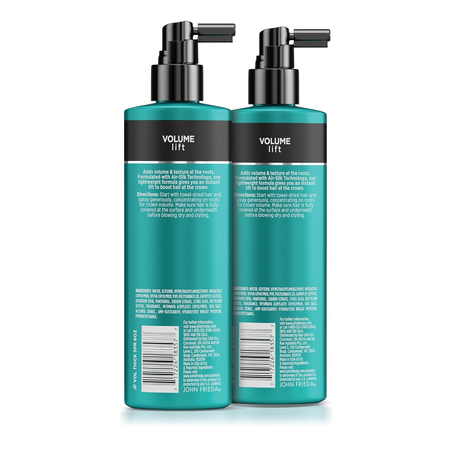 John Frieda Volume Lift Thickening Spray for Natural Fullness, Fine or Flat Hair Root Booster Spray with Air-Silk Technology, 6 oz, (Pack of 2) : Beauty & Personal Care