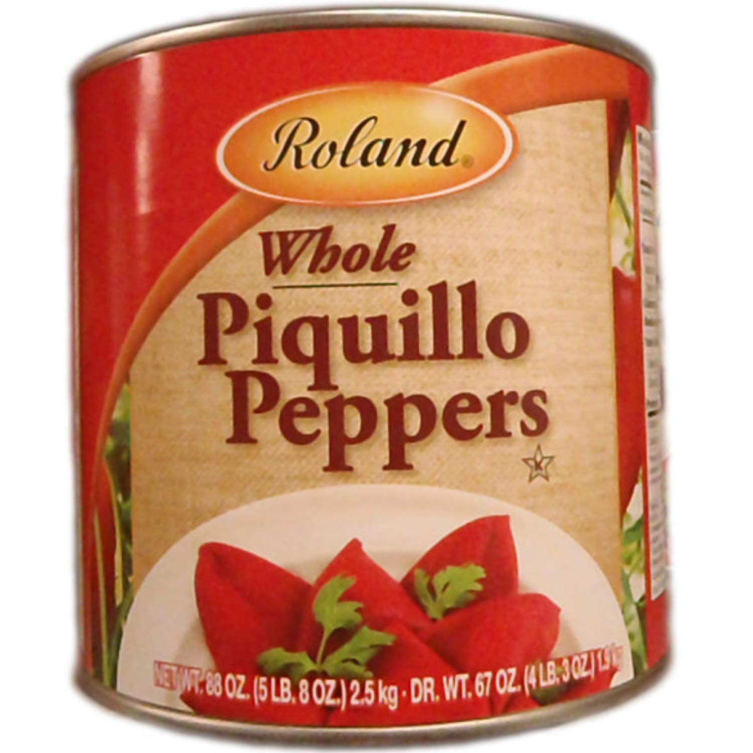 Roland Foods Whole Red Piquillo Peppers, Specialty Imported Food, 5 Lb 8 Oz Can