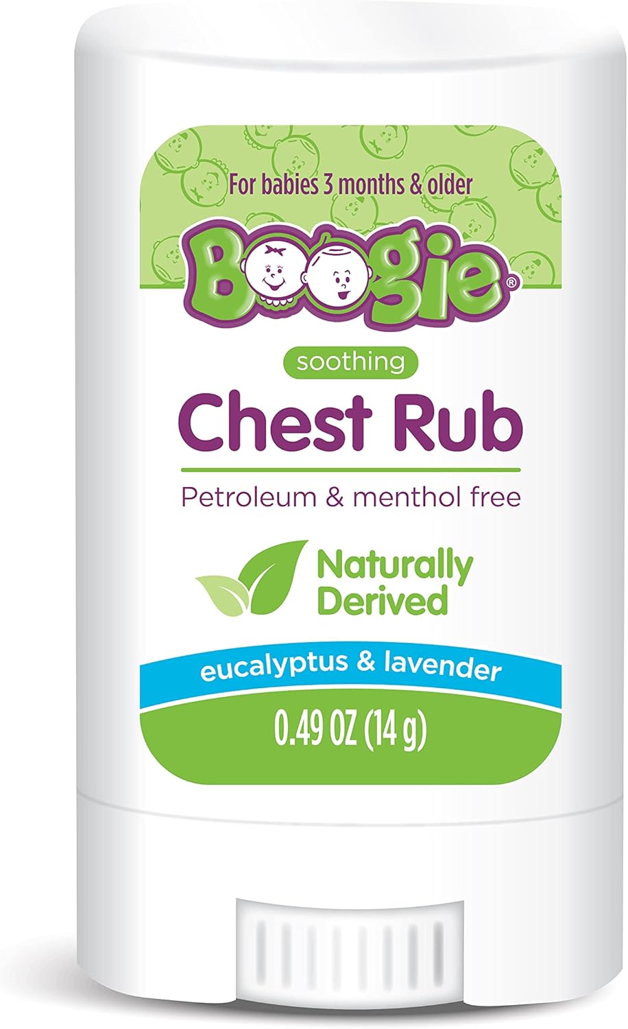 Boogie Chest Rub Stick – USDA Organic, Petroleum-Free Soothing Relief with Eucalyptus & Lavender – 0.49 oz