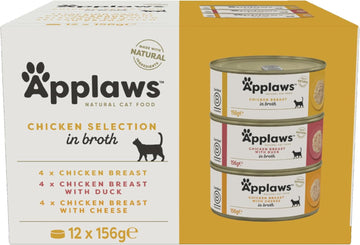 Applaws 100% Natural Wet Cat Food, Multipack Chicken Selection in Broth 156 g Tin (Pack of 12)?2061ML-A